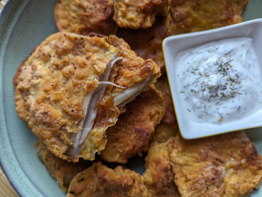 vegetariškos traškios vištienos alternatyva